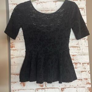 Free People Black Lace Peplum Top